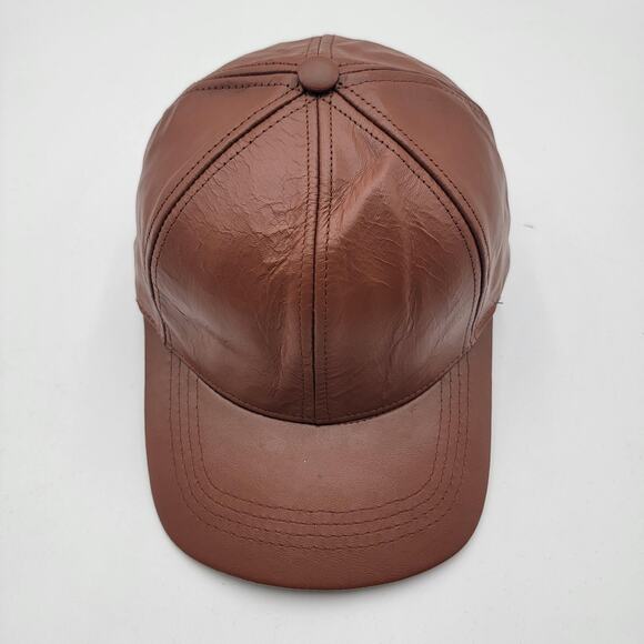 Genuine Leather Hat Cap Strap Back Brown USA Made One Size Mens Classic - Picture 6 of 9